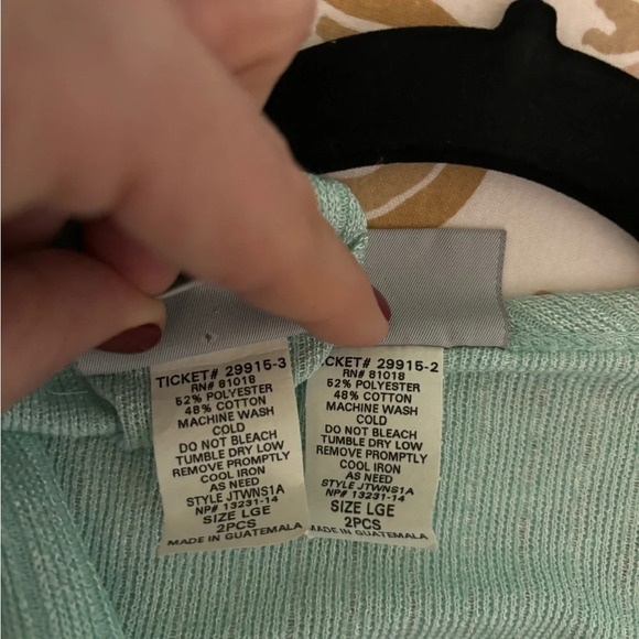 Blair Size Large Twin Set with short sleeve shell! Shimmer mint color! NWOT - Picture 6 of 7
